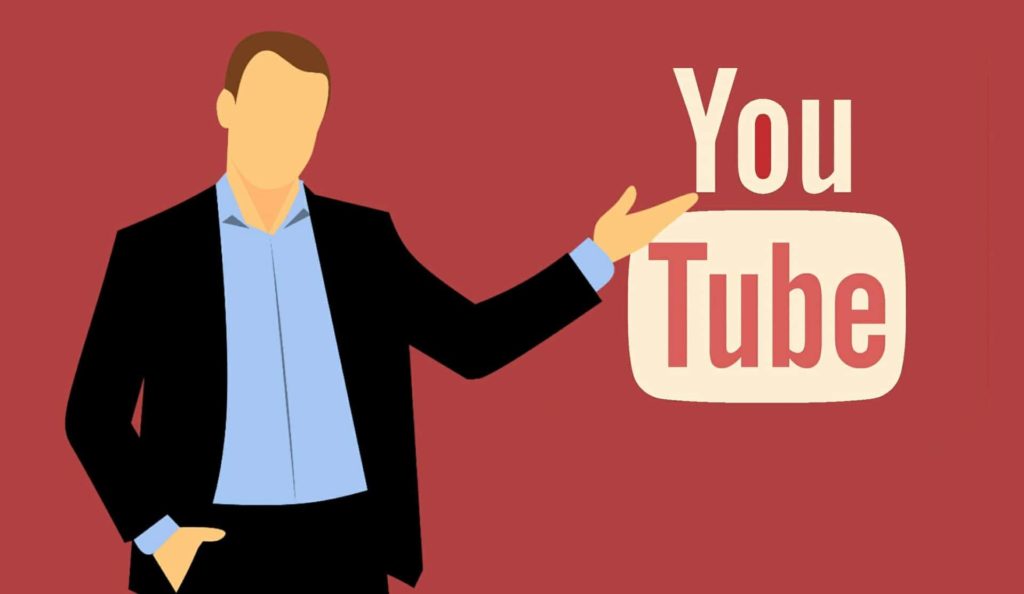 Guy pointing to Youtube Logo