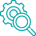 A graphic of a magnifying glass overlaid on a polygon bolt