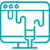 A graphic of a web page with a paintbrush and paint dripping from the header on a transparent background