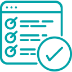 A graphic of a web page showing three line checklist on a transparent background
