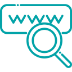 A graphic of a magnifying glass pointing to triple w of a web page on a transparent background