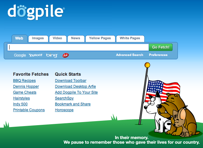 Dogpile search engine interface