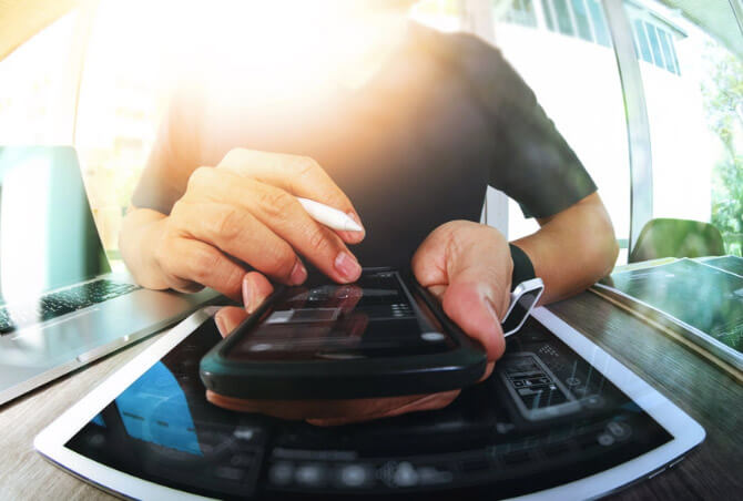 Man Using Mobile App