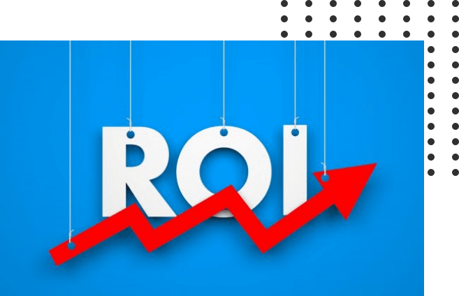 ROI text with red uptrend arrow