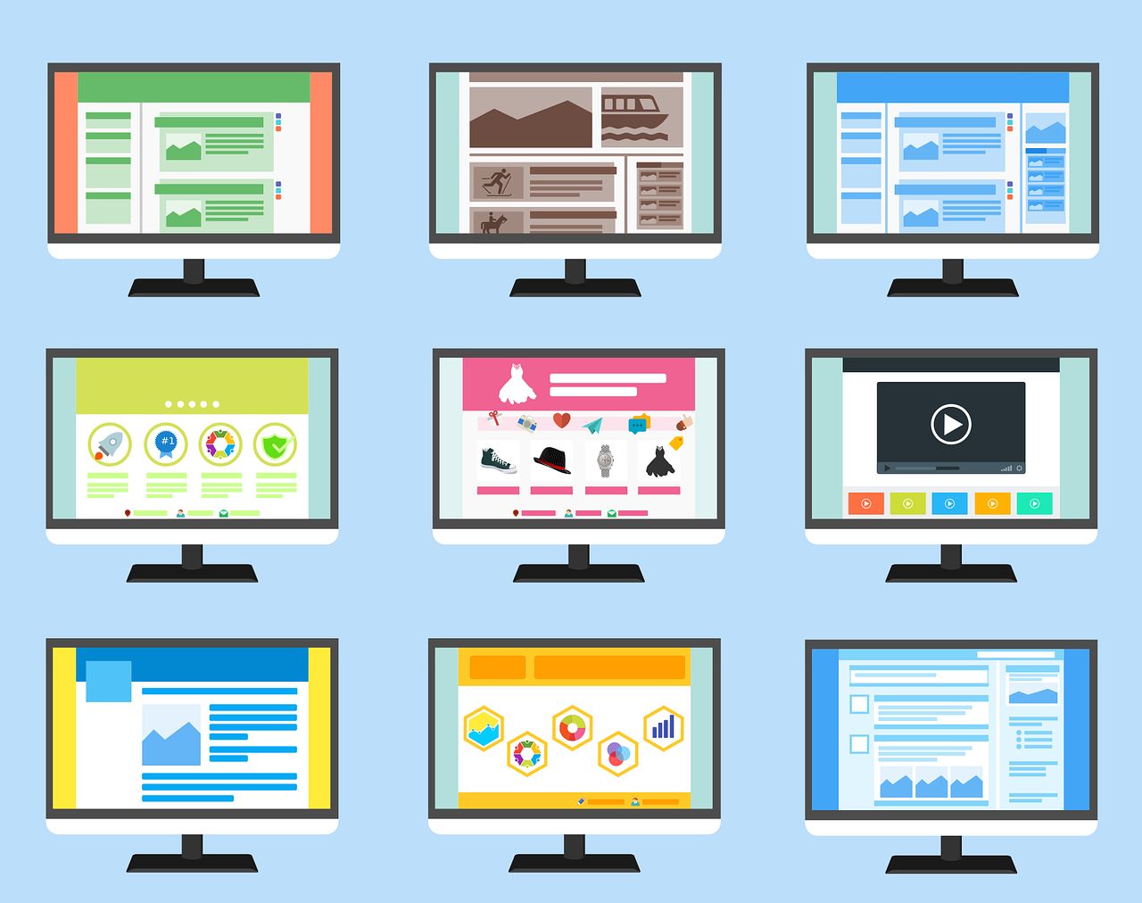 website designs in different monitors