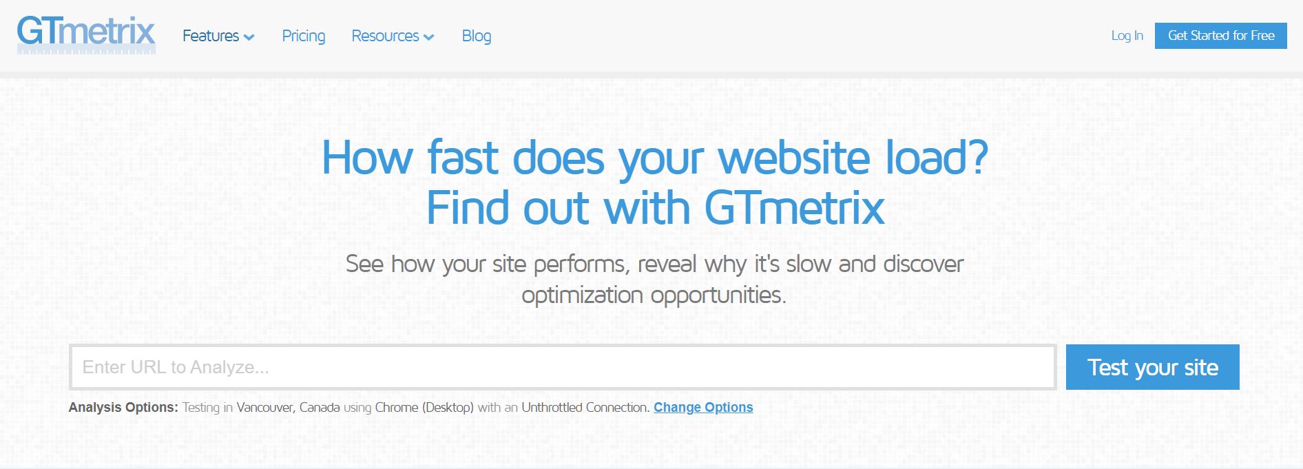 GTMetrix page