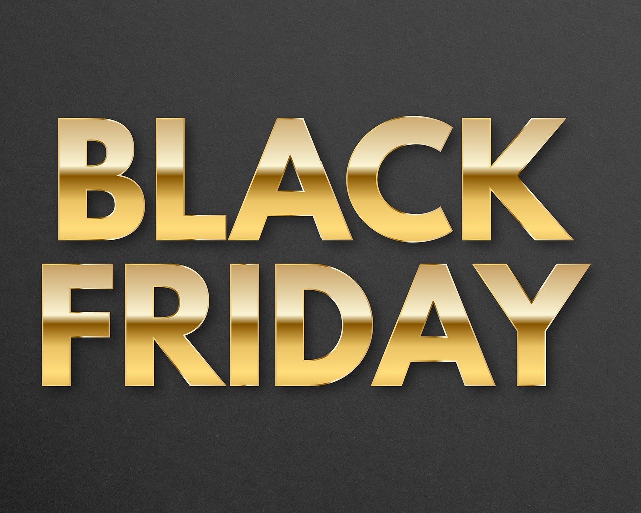 black friday letters in gold and black background