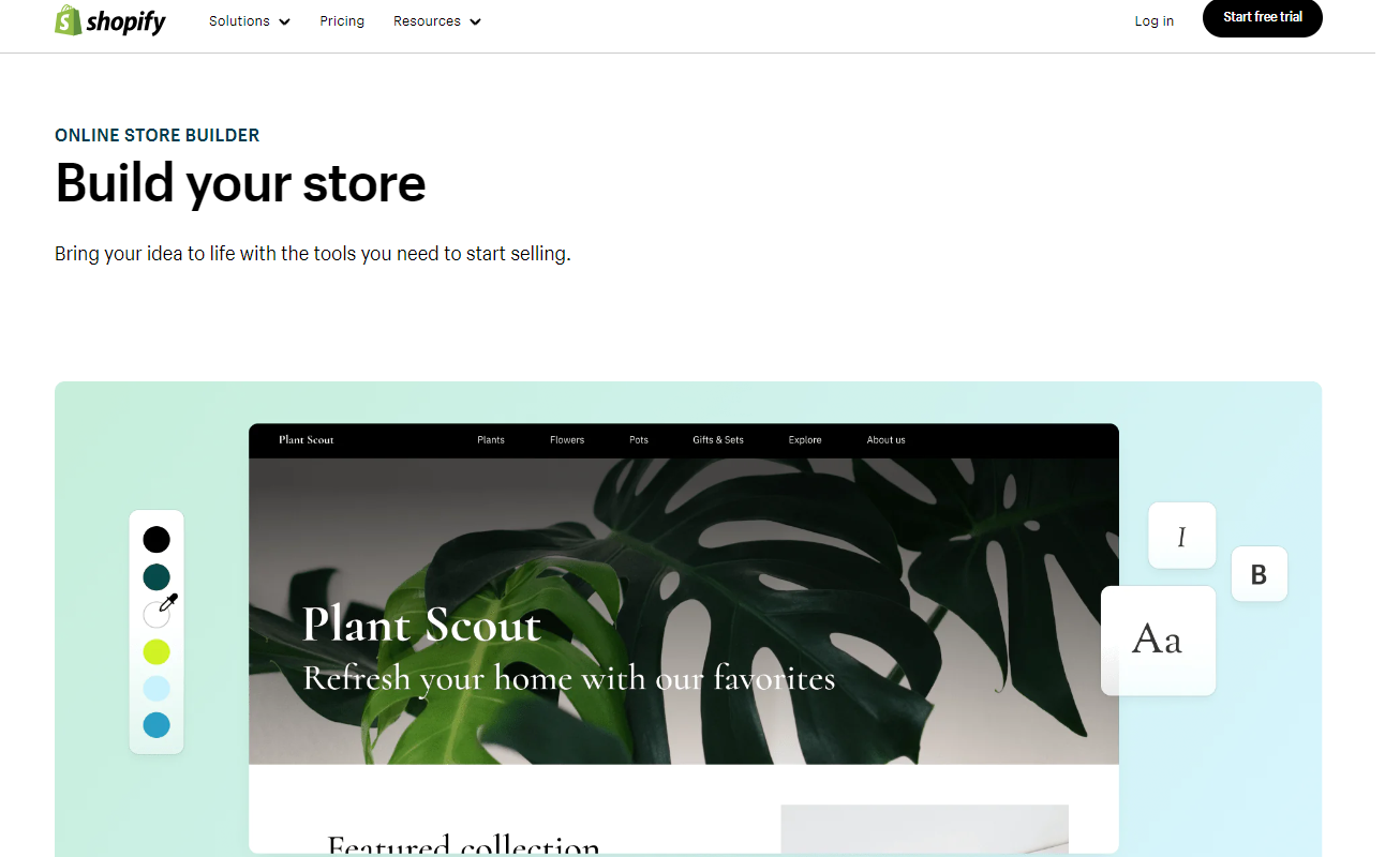 shopify build your store