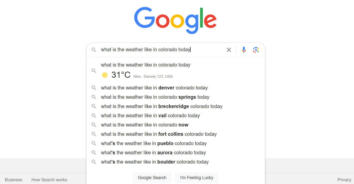 weather google search